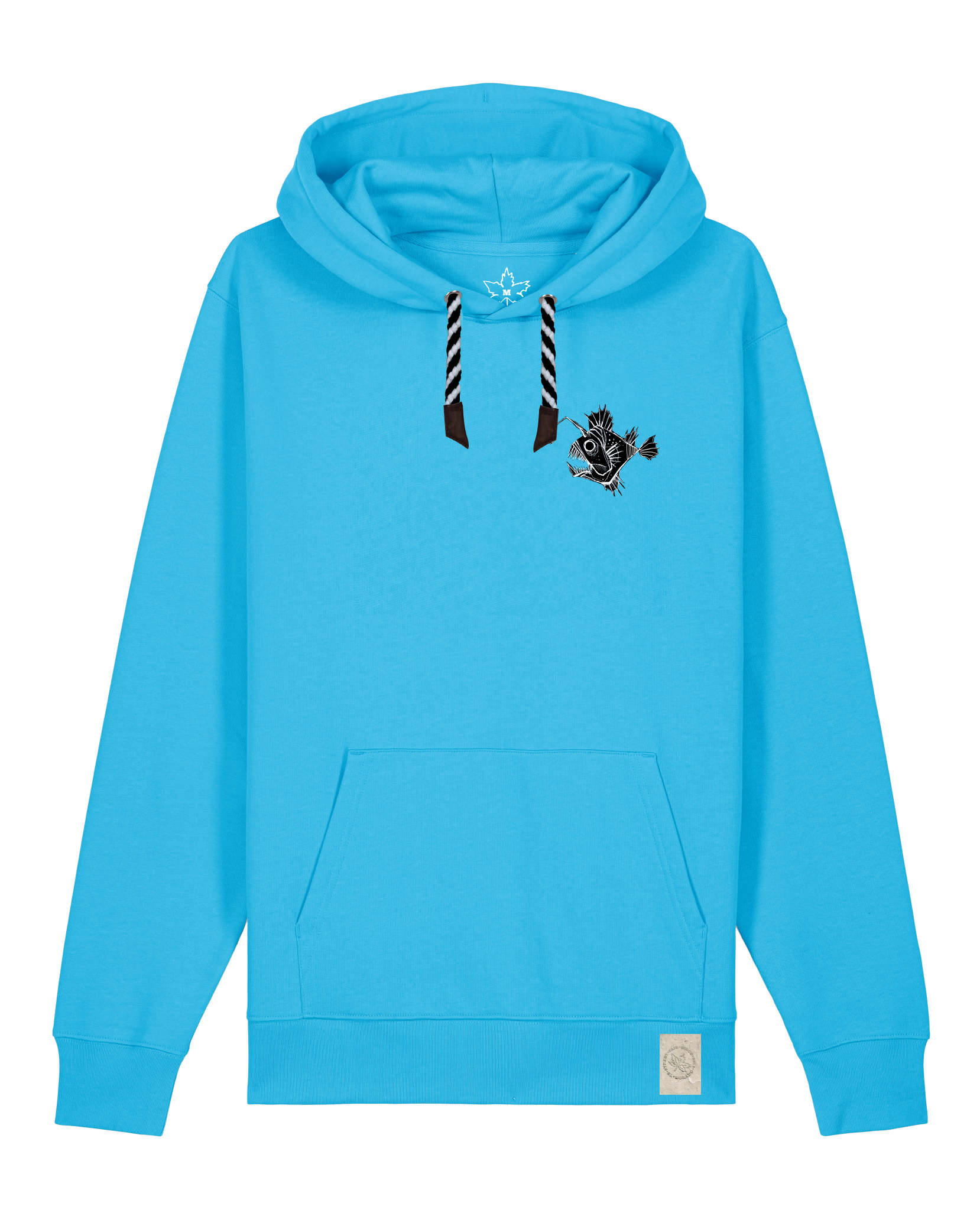 bio-unisex-medium fit-hoodie-lampionfisch (backprint)-stsu177-wasserblau-sw kordel-front