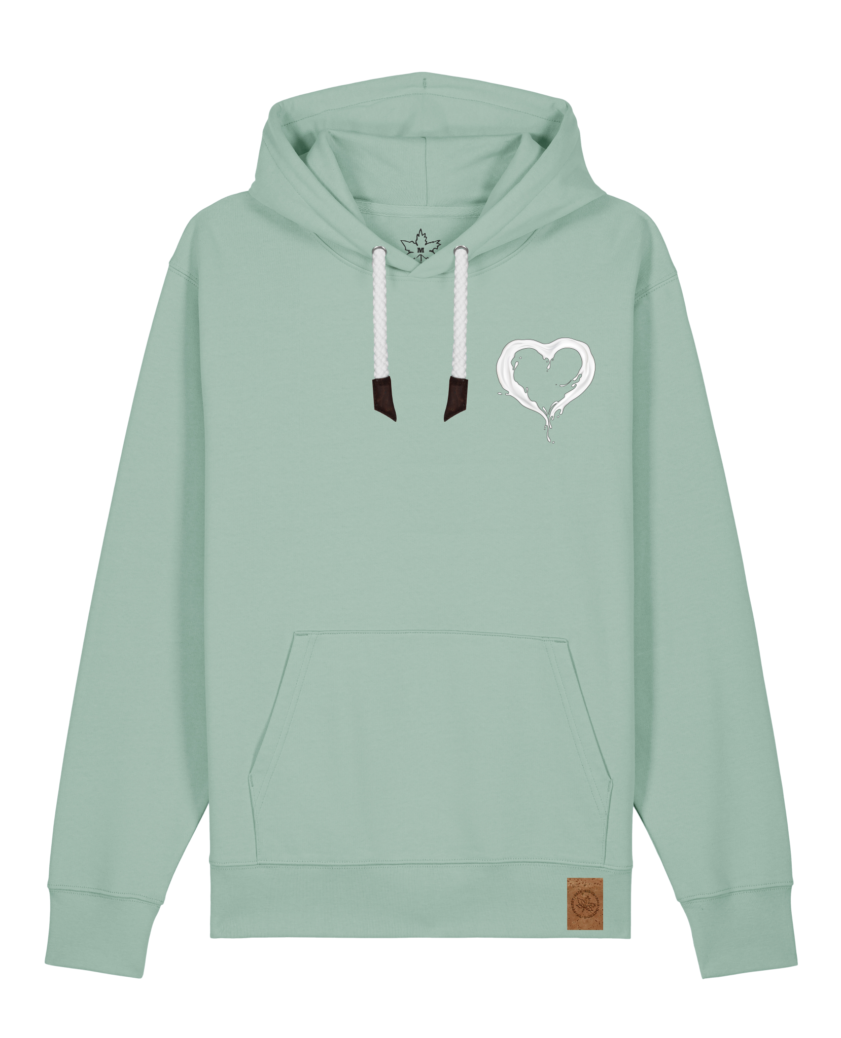 bio-unisex-medium fit-hoodie-milchmagd (backprint)-stsu177-eukalyptus-weiße kordel-front