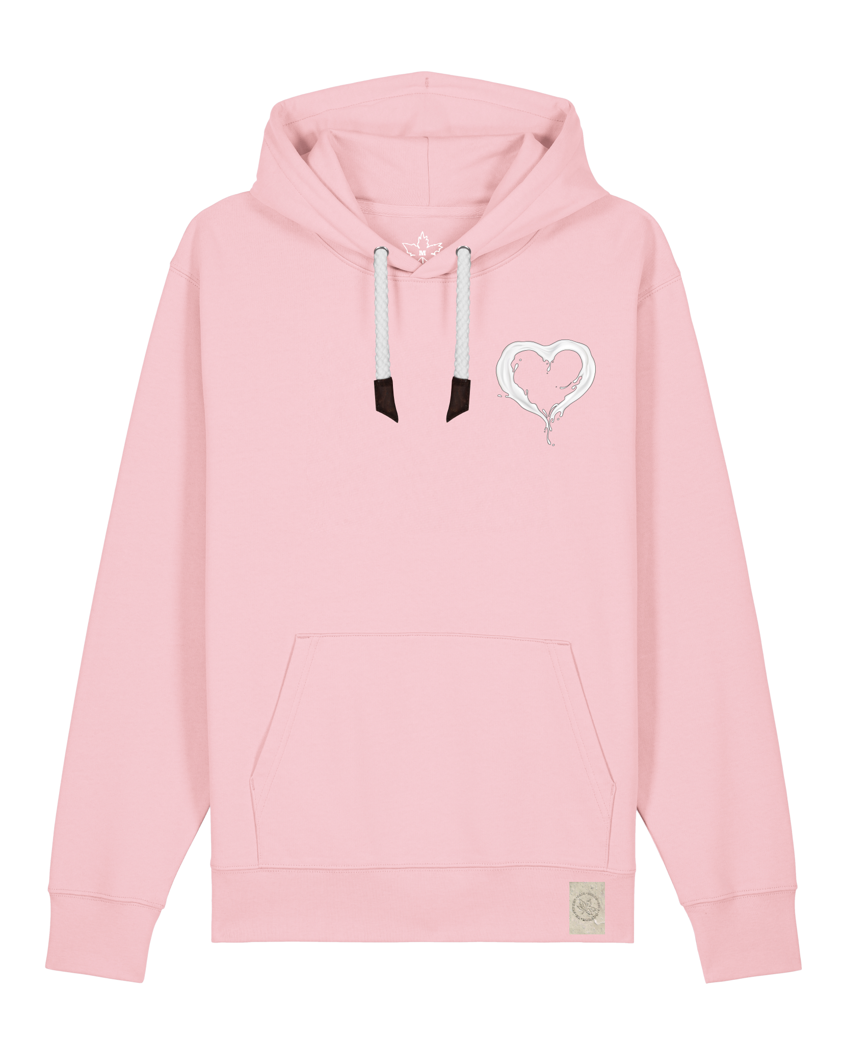 bio-unisex-medium fit-hoodie-milchmagd (backprint)-stsu177-flamingo-weiße kordel-front