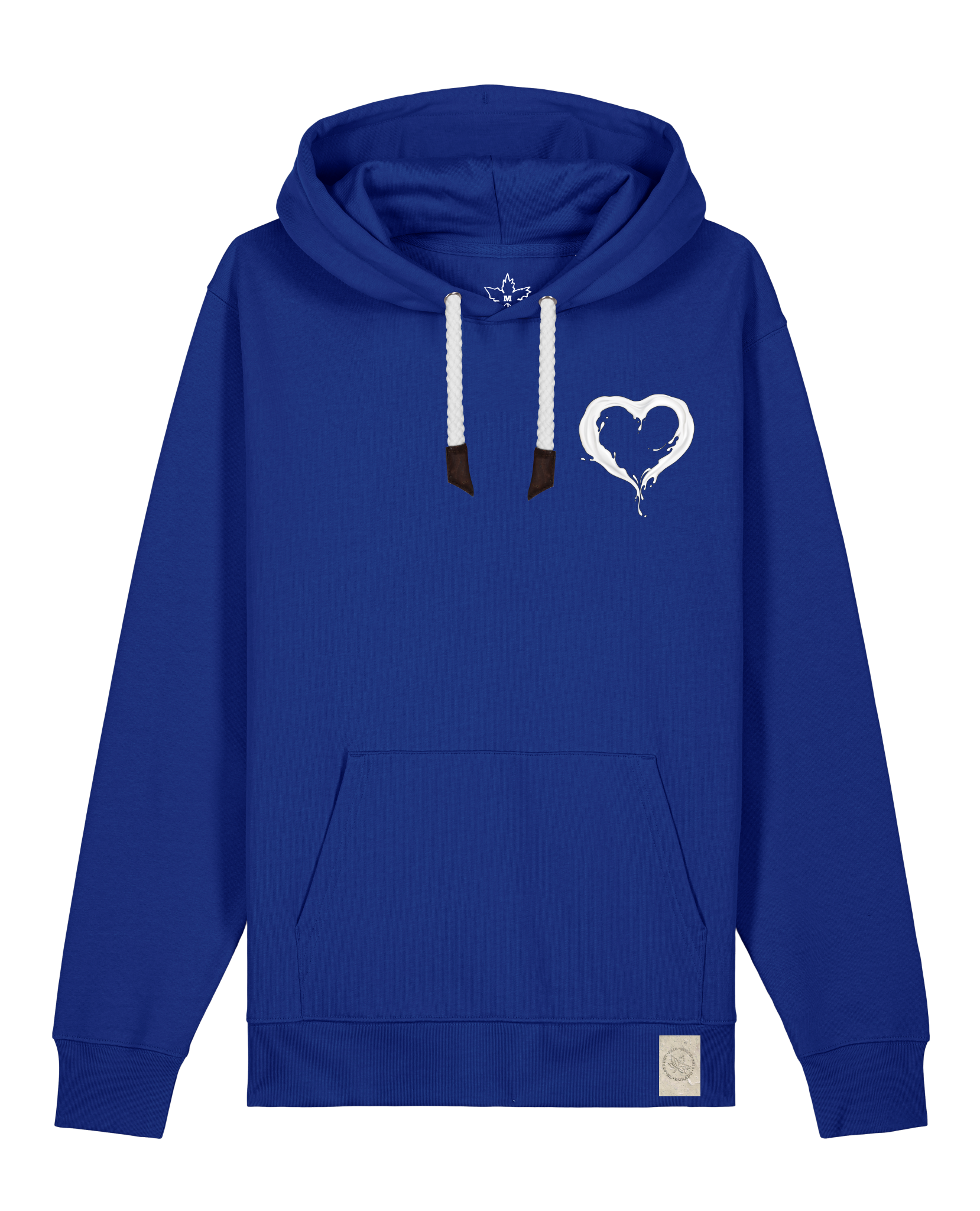 bio-unisex-medium fit-hoodie-milchmagd (backprint)-stsu177-kornblume-weiße kordel-front