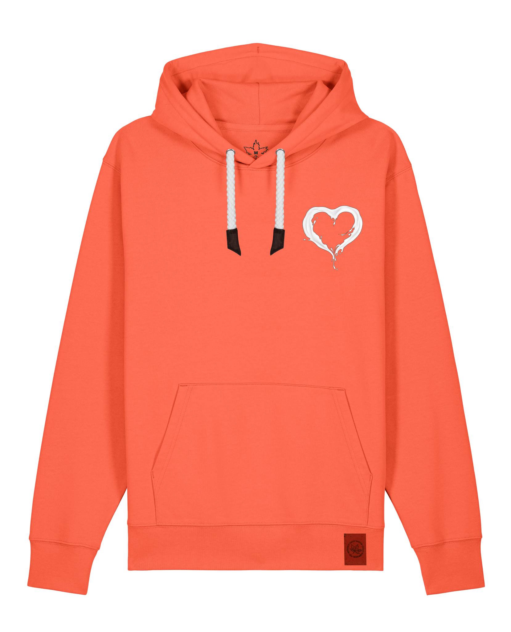 bio-unisex-medium fit-hoodie-milchmagd (backprint)-stsu177-mandarine-weiße kordel-front
