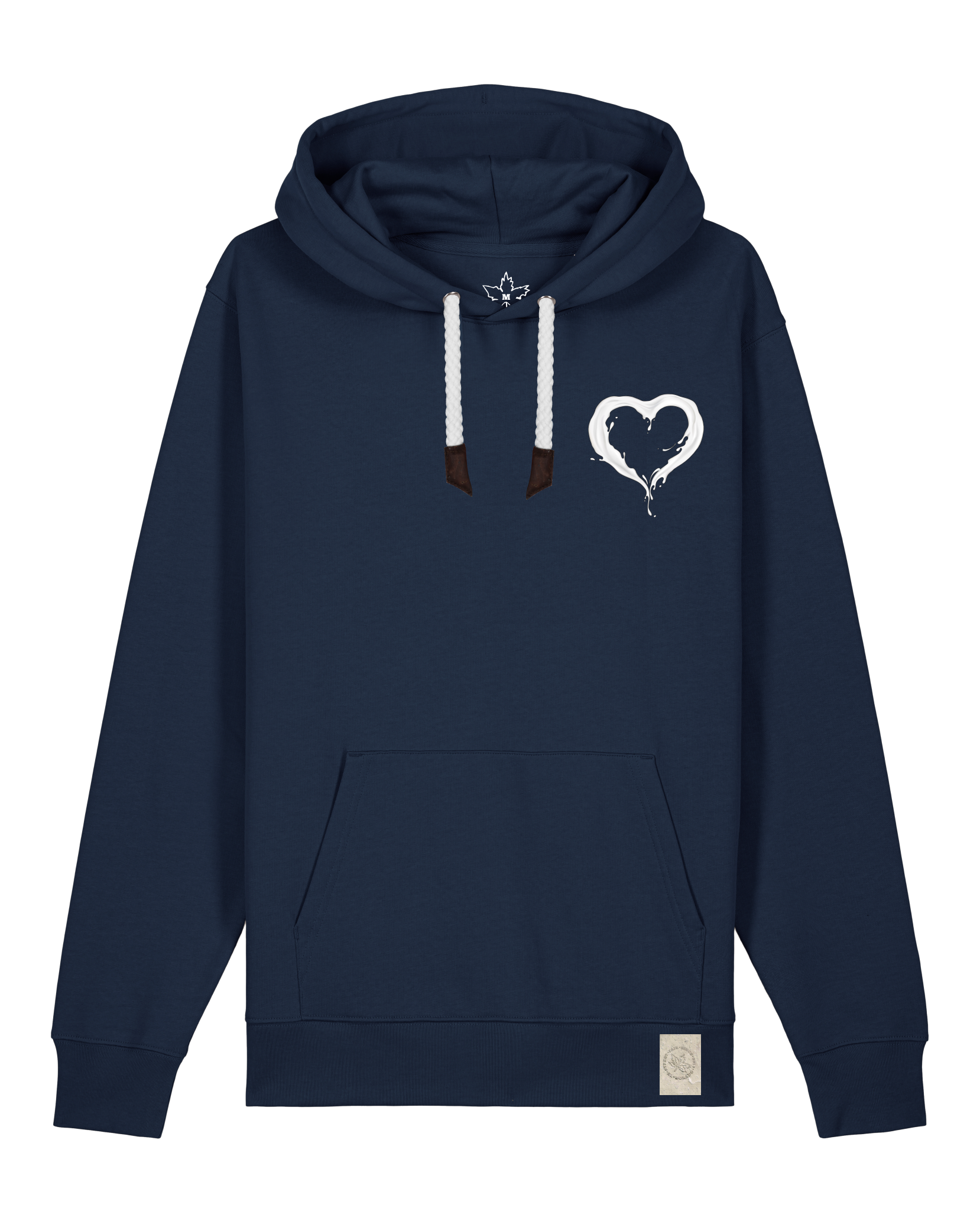 bio-unisex-medium fit-hoodie-milchmagd (backprint)-stsu177-marine-weiße kordel-front