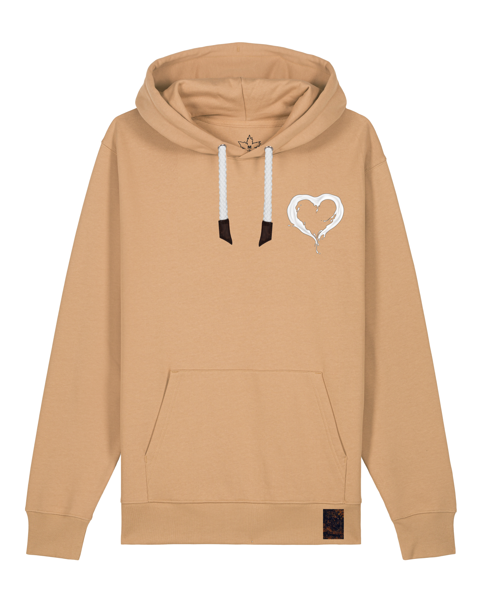 bio-unisex-medium fit-hoodie-milchmagd (backprint)-stsu177-meersand-weiße kordel-front