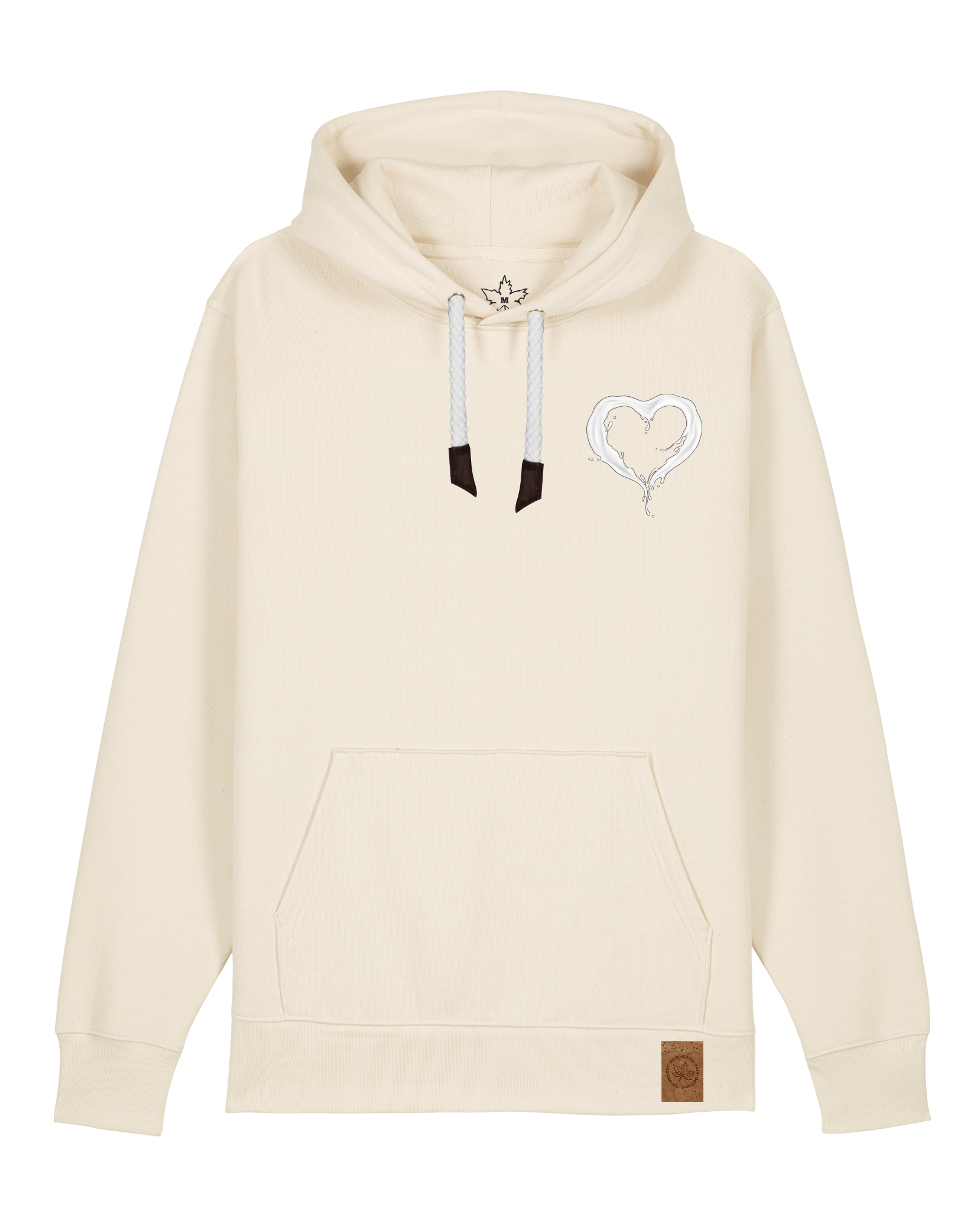 bio-unisex-medium fit-hoodie-milchmagd (backprint)-stsu177-natur-weiße kordel-front