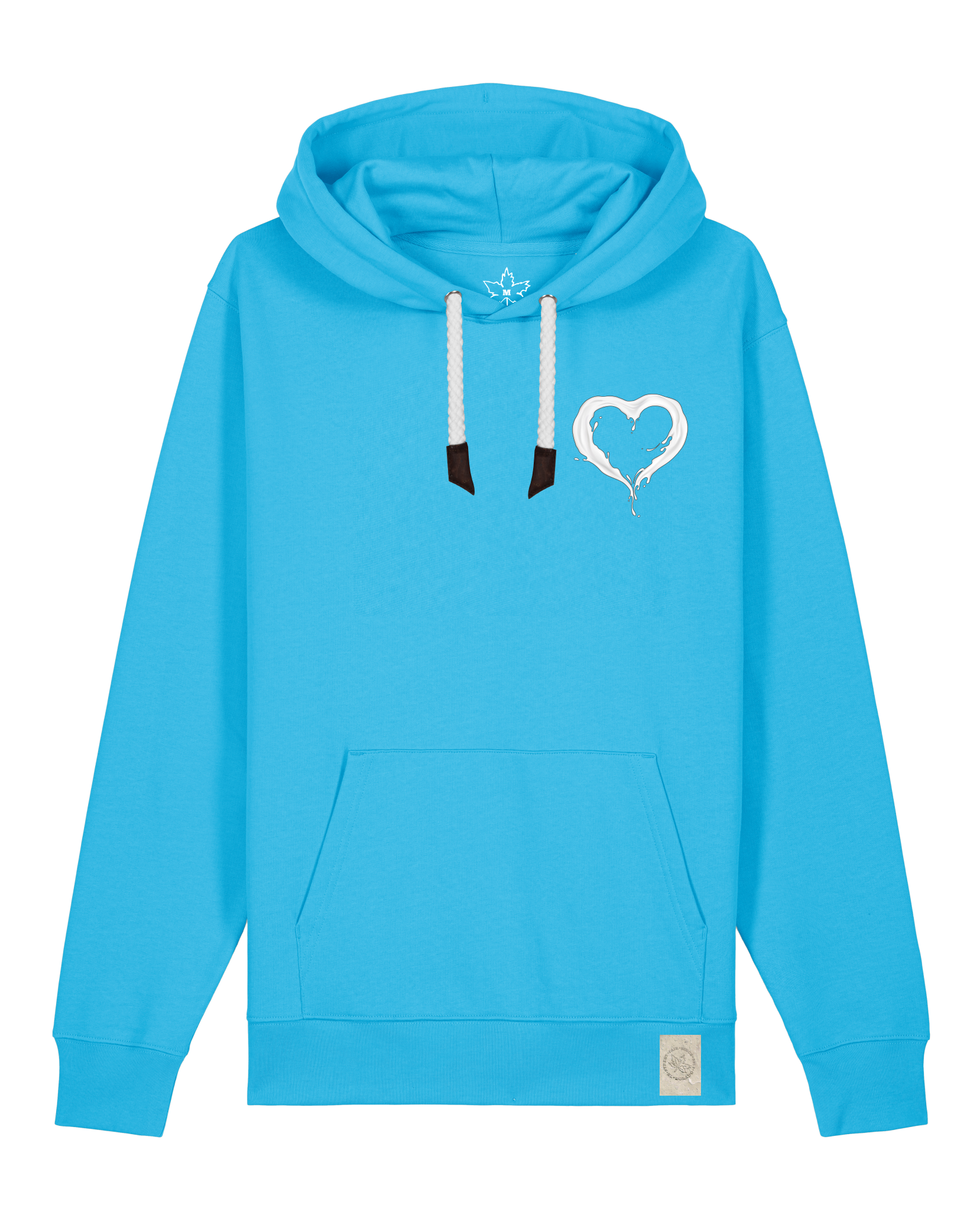 bio-unisex-medium fit-hoodie-milchmagd (backprint)-stsu177-wasserblau-weiße kordel-front