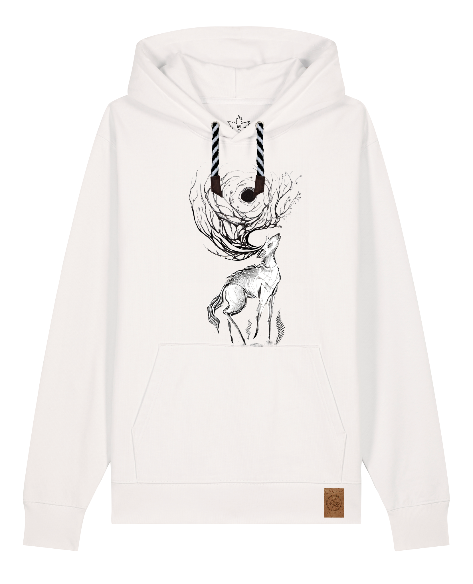 bio-unisex-medium fit-hoodie-moon deer-stsu177-bio ei-sw kordel-front