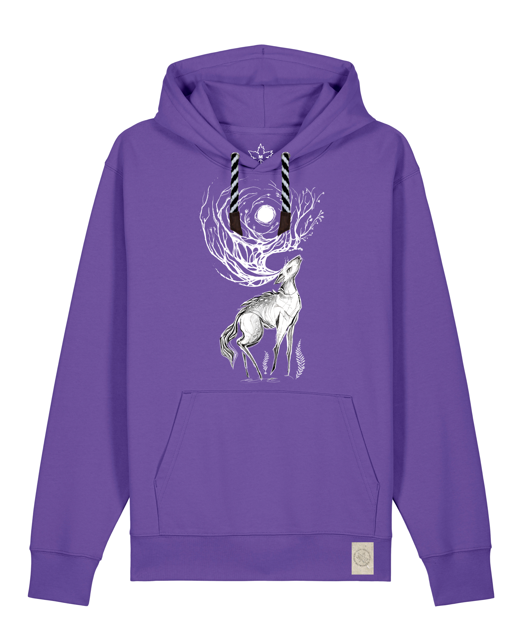 bio-unisex-medium fit-hoodie-moon deer-stsu177-blaukraut-sw kordel-front