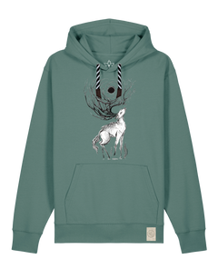 bio-unisex-medium fit-hoodie-moon deer-stsu177-blautanne-sw kordel-front