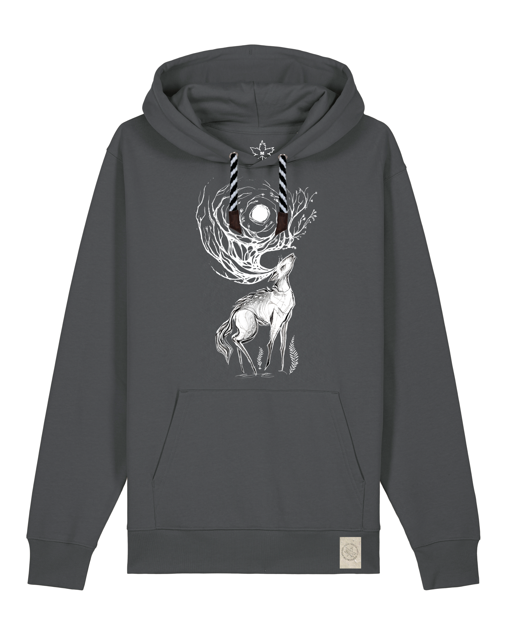 bio-unisex-medium fit-hoodie-moon deer-stsu177-eisen-sw kordel-front