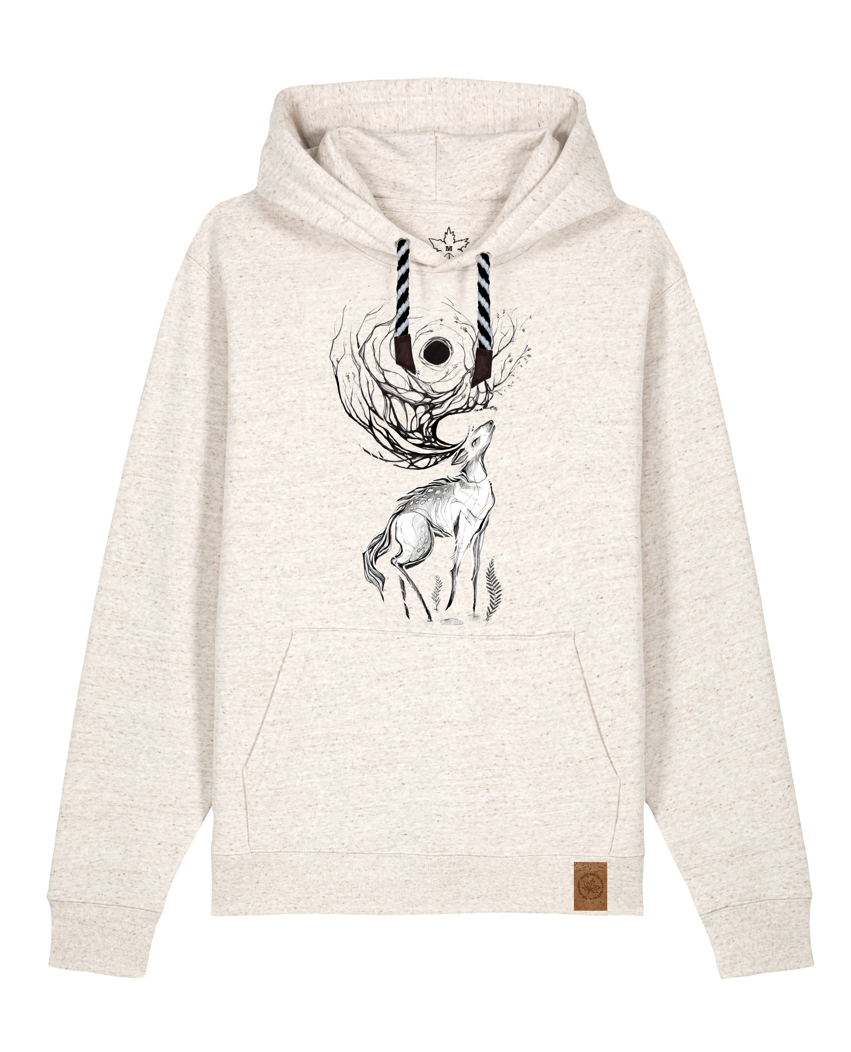 bio-unisex-medium fit-hoodie-moon deer-stsu177-elbsandstein-sw kordel-front