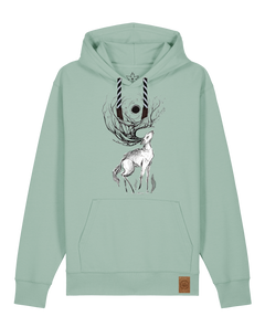 bio-unisex-medium fit-hoodie-moon deer-stsu177-eukalyptus-sw kordel-front