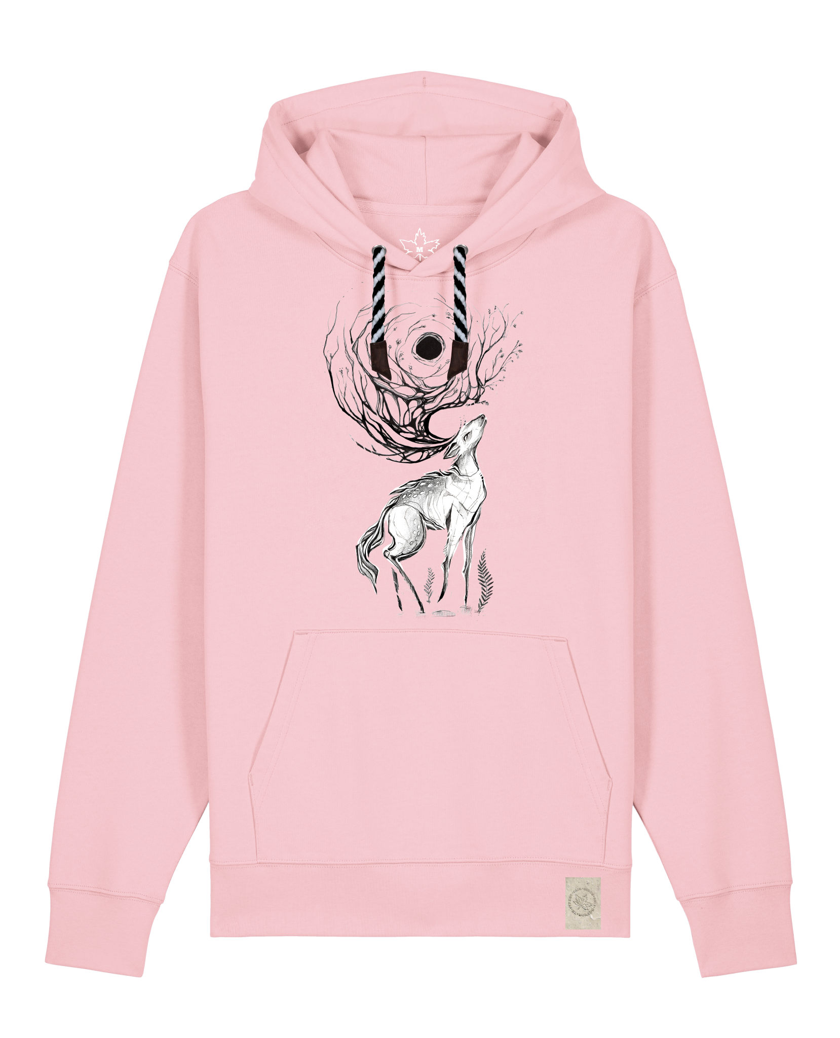 bio-unisex-medium fit-hoodie-moon deer-stsu177-flamingo-sw kordel-front
