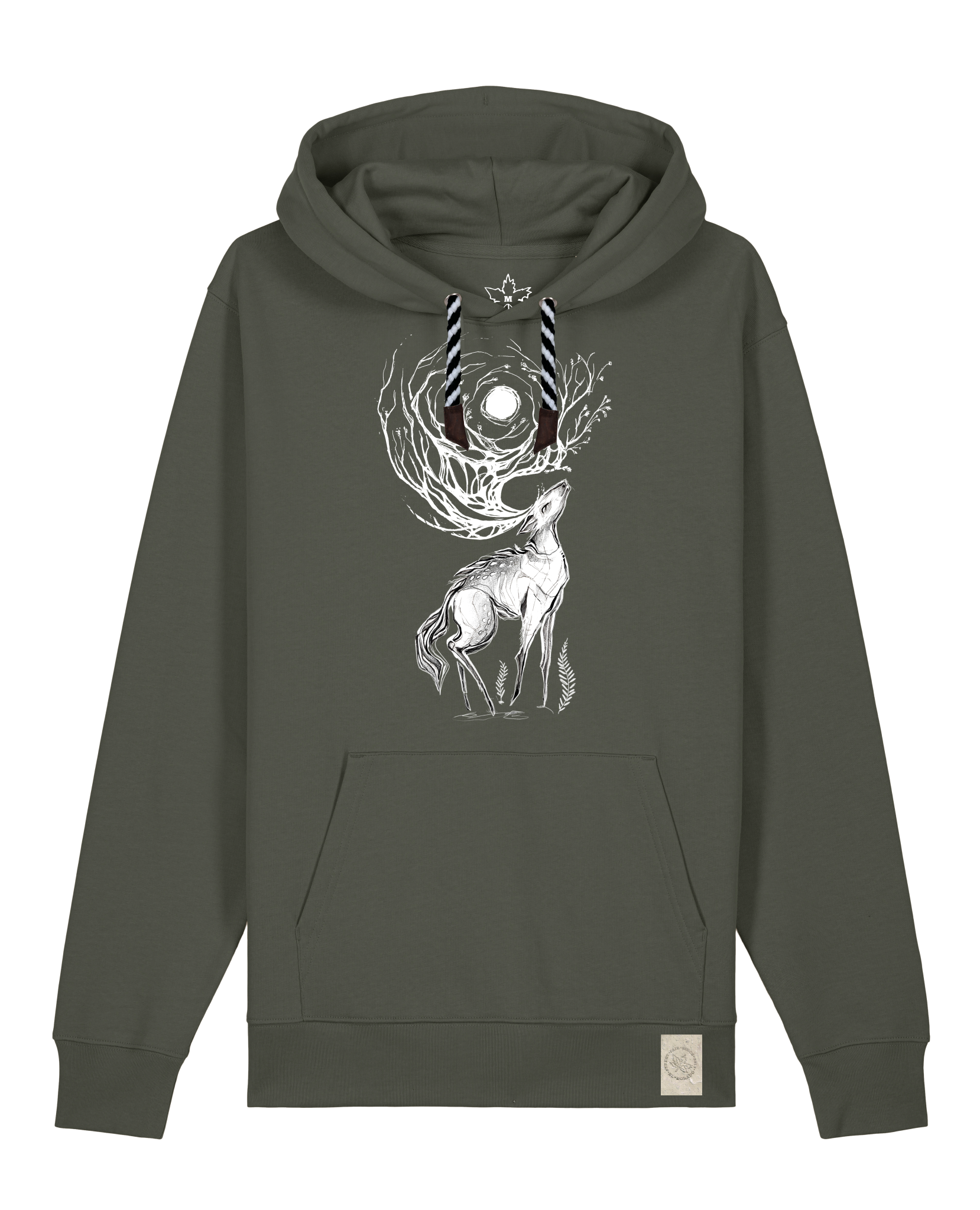 bio-unisex-medium fit-hoodie-moon deer-stsu177-grunkohl-sw kordel-front