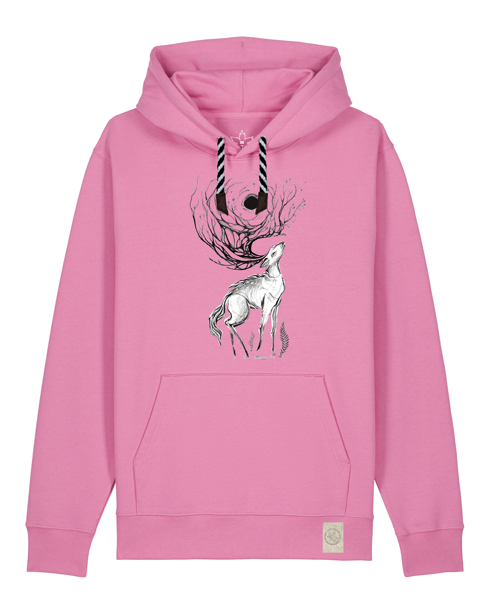 bio-unisex-medium fit-hoodie-moon deer-stsu177-kaugummi-sw kordel-front