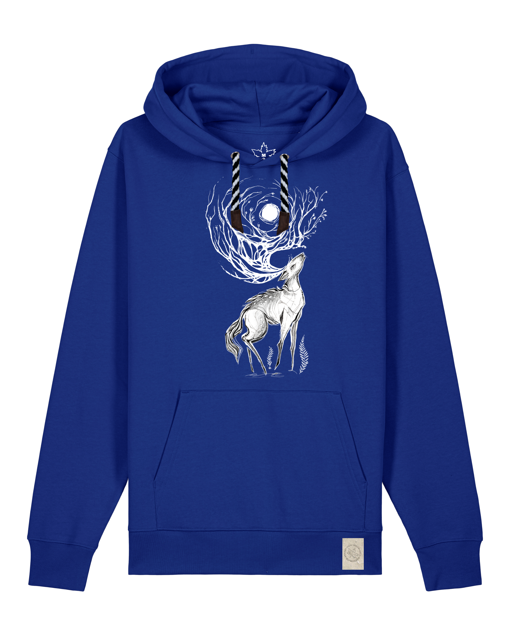 bio-unisex-medium fit-hoodie-moon deer-stsu177-kornblume-sw kordel-front