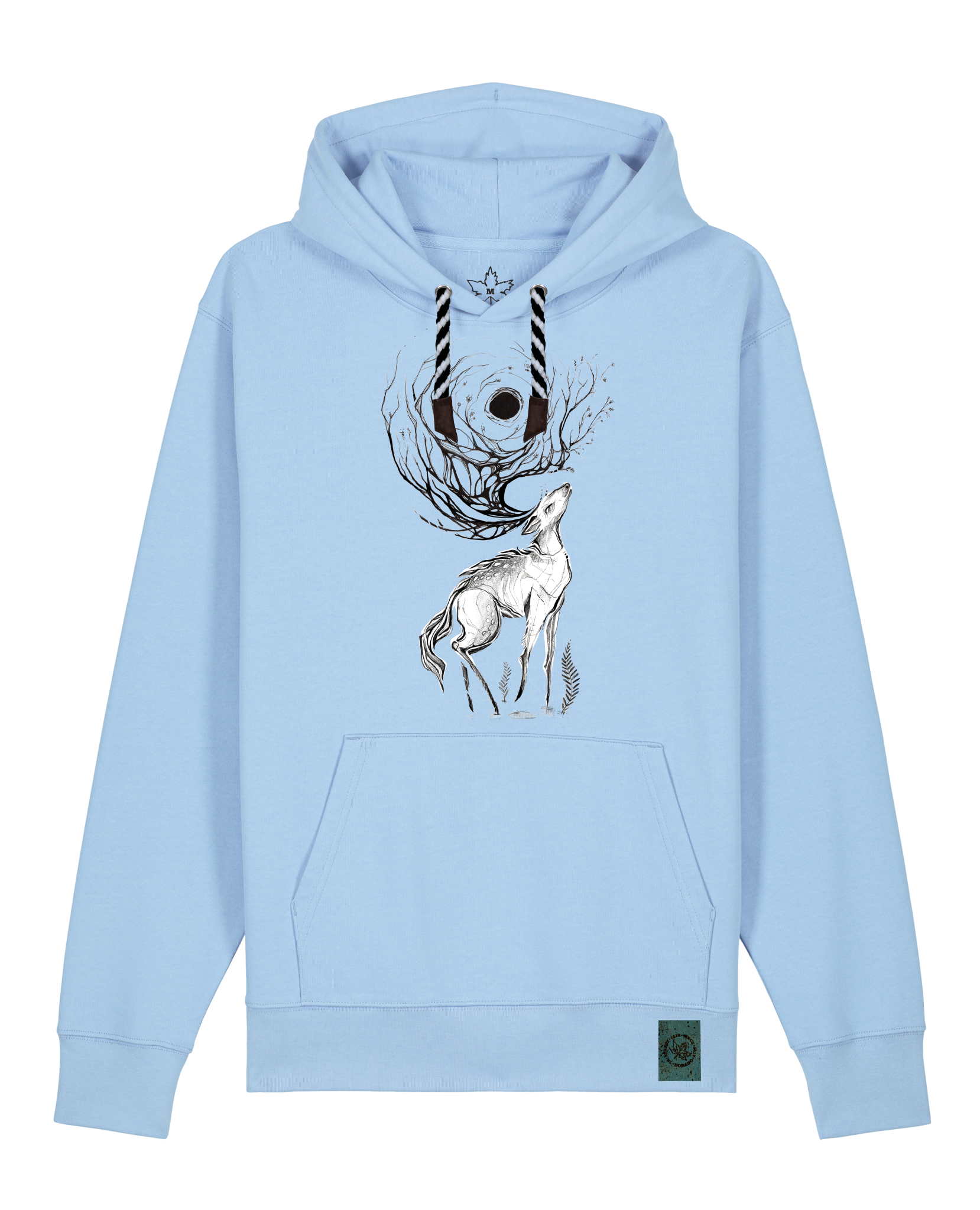 bio-unisex-medium fit-hoodie-moon deer-stsu177-lagune-sw kordel-front