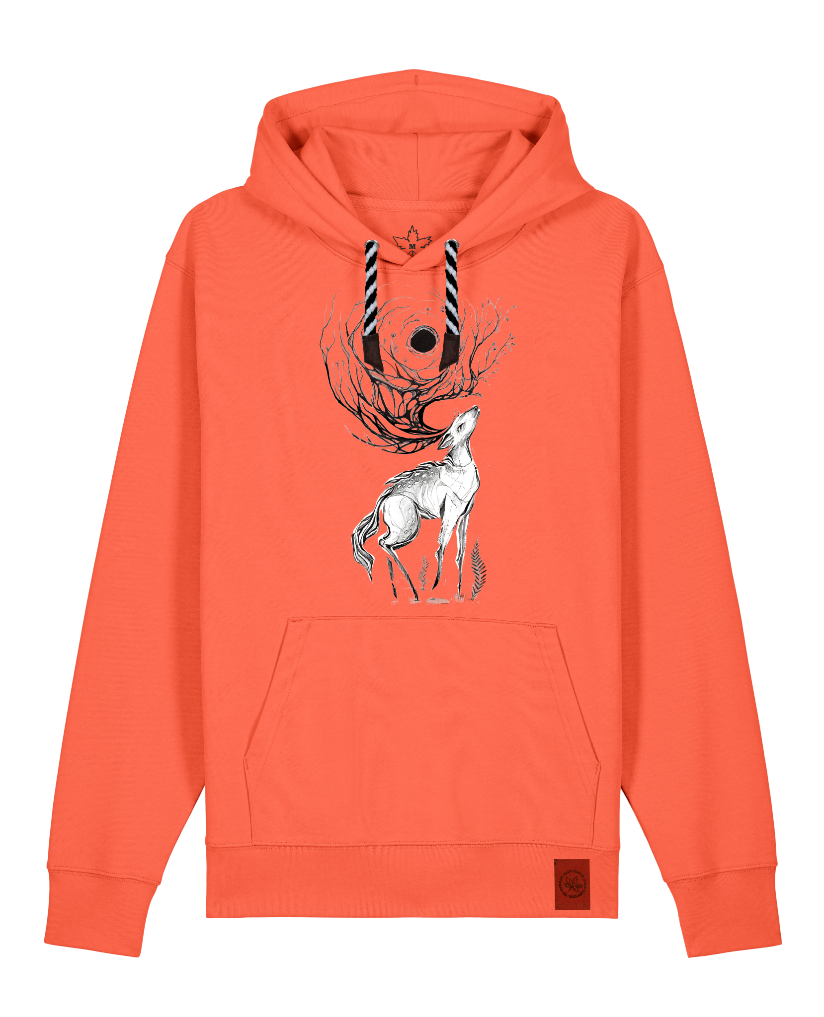 bio-unisex-medium fit-hoodie-moon deer-stsu177-mandarine-sw kordel-front