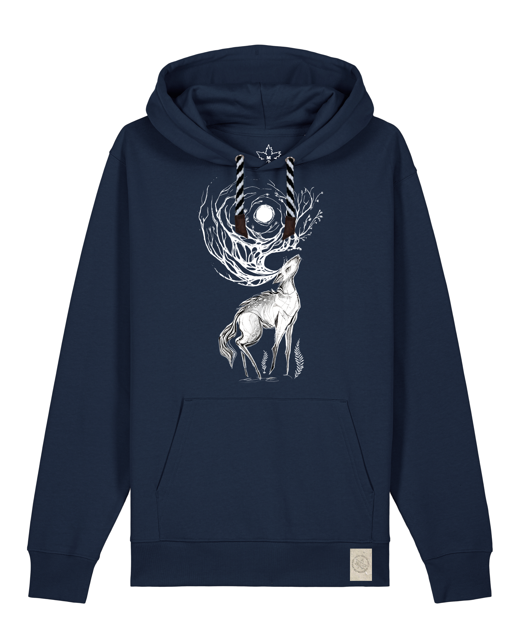 bio-unisex-medium fit-hoodie-moon deer-stsu177-marine-sw kordel-front