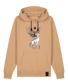 bio-unisex-medium fit-hoodie-moon deer-stsu177-meersand-sw kordel-front