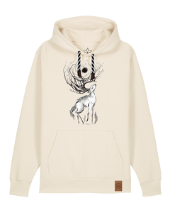 bio-unisex-medium fit-hoodie-moon deer-stsu177-natur-sw kordel-front