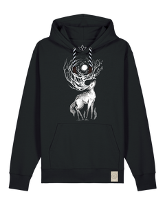 bio-unisex-medium fit-hoodie-moon deer-stsu177-schwarz-sw kordel-front