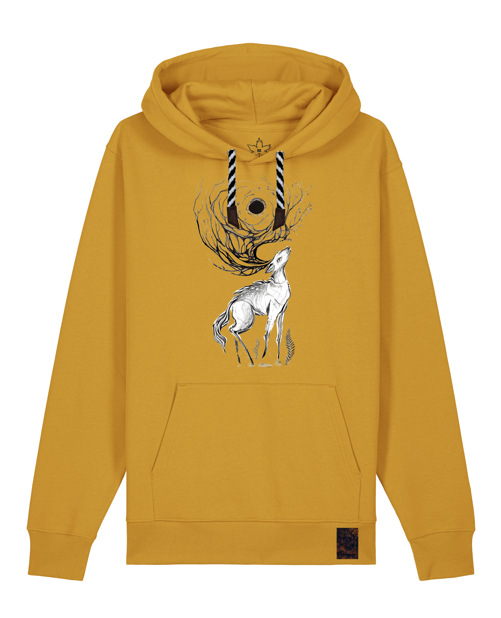 bio-unisex-medium fit-hoodie-moon deer-stsu177-senf-sw kordel-front