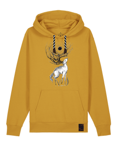 bio-unisex-medium fit-hoodie-moon deer-stsu177-senf-sw kordel-front