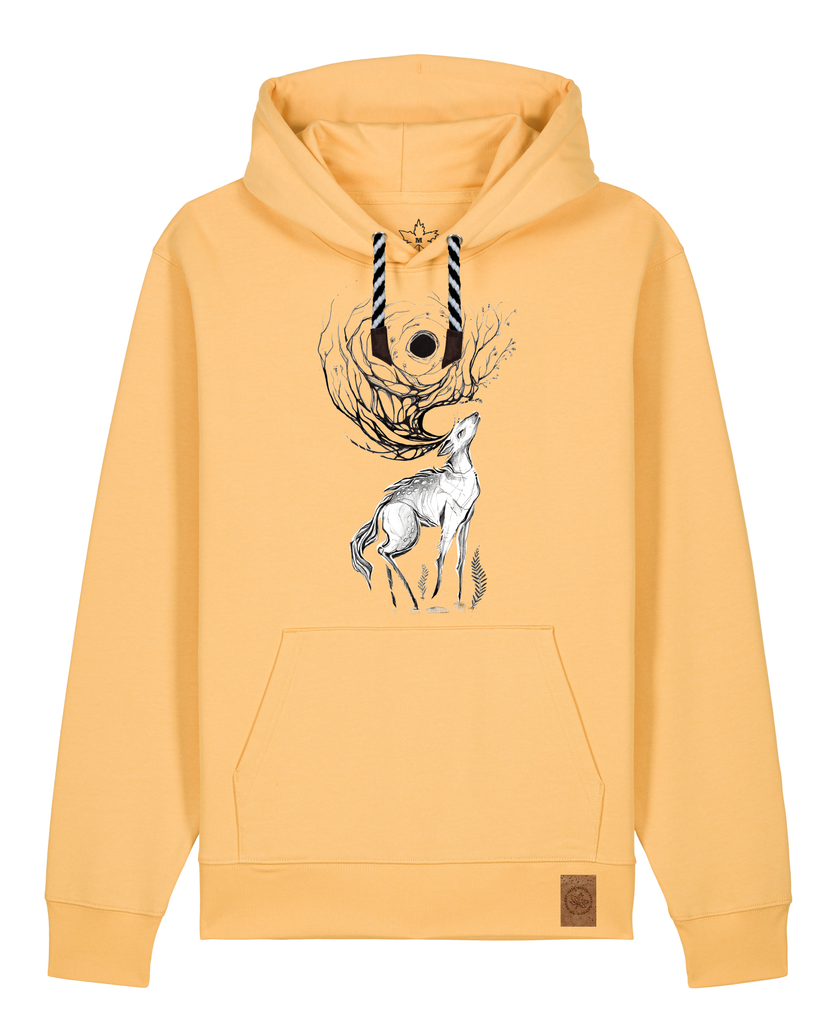 bio-unisex-medium fit-hoodie-moon deer-stsu177-senfkorn-sw kordel-front