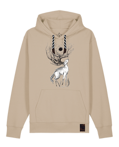 bio-unisex-medium fit-hoodie-moon deer-stsu177-treibsand-sw kordel-front