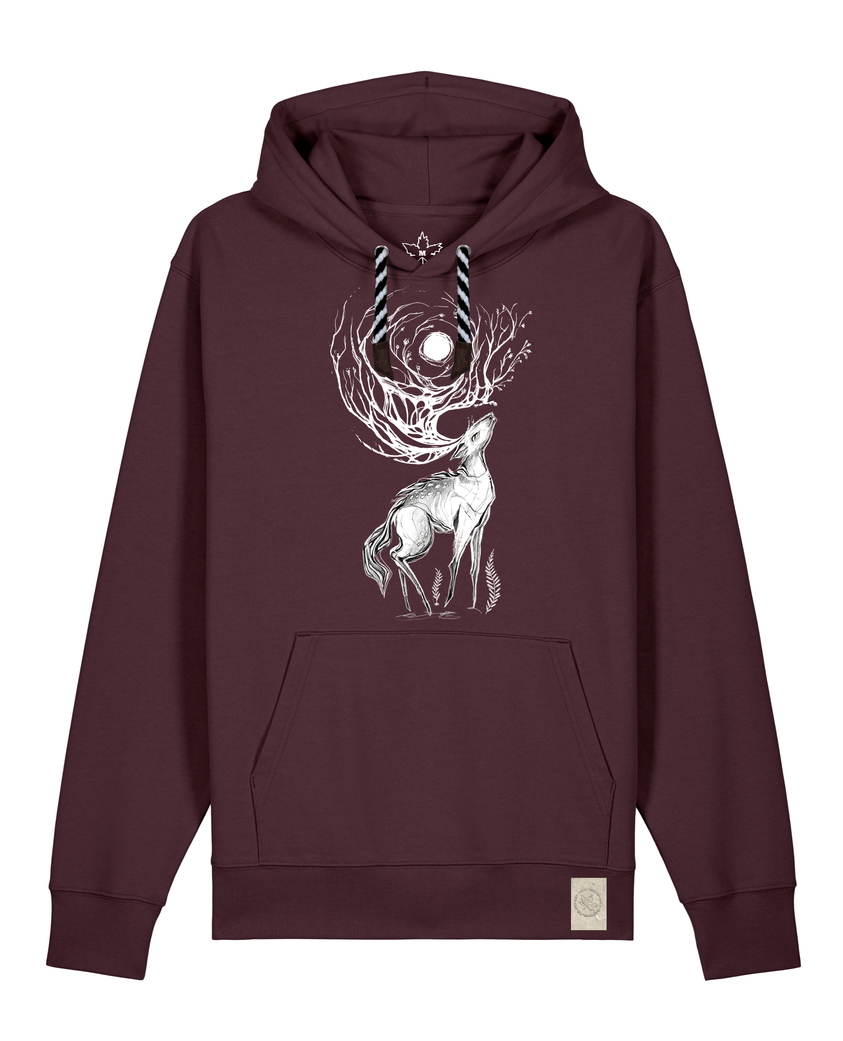 bio-unisex-medium fit-hoodie-moon deer-stsu177-zartbitter-sw kordel-front