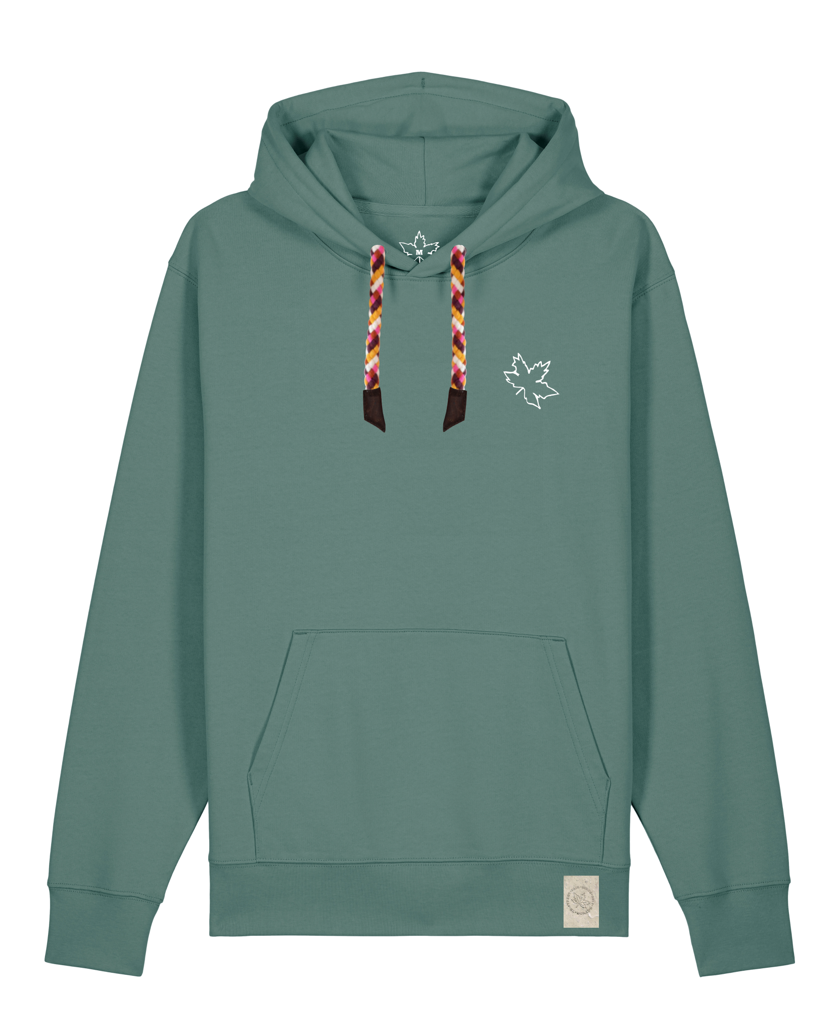 bio-unisex-medium fit-hoodie-nature prayer (backprint)-stsu177-blautanne-rote kordel-front
