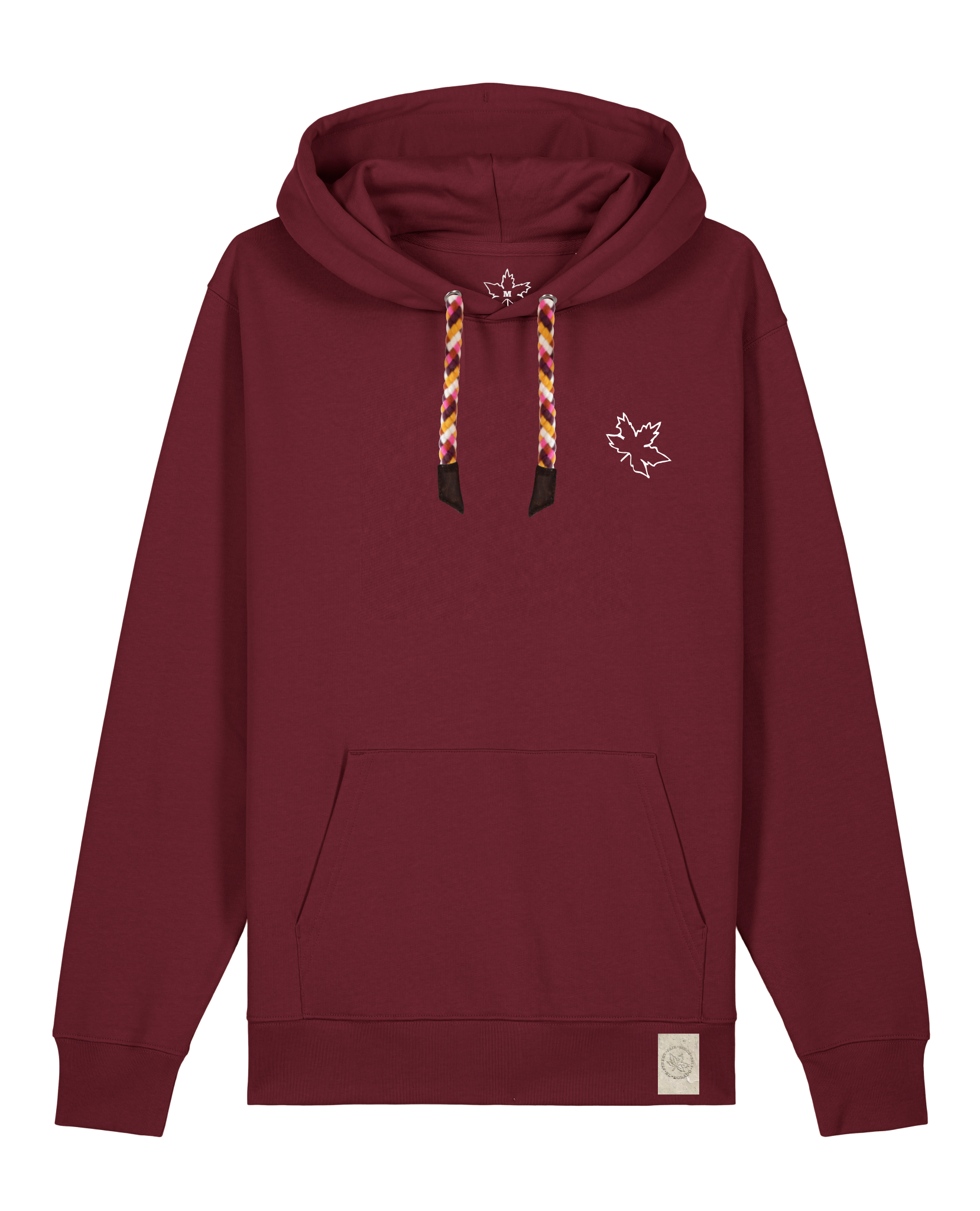 bio-unisex-medium fit-hoodie-nature prayer (backprint)-stsu177-burgunder rot-rote kordel-front