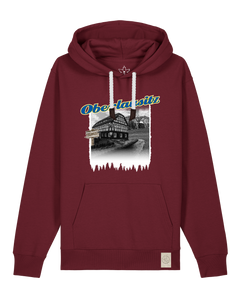 bio-unisex-medium fit-hoodie-oberlausitz-stsu177-burgunder rot-weiße kordel-front