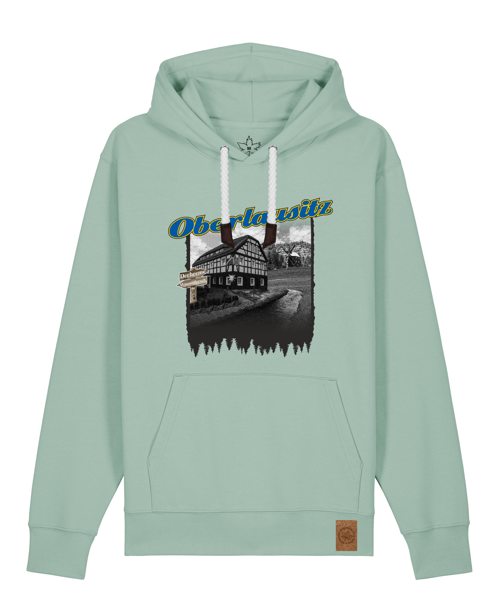 bio-unisex-medium fit-hoodie-oberlausitz-stsu177-eukalyptus-weiße kordel-front