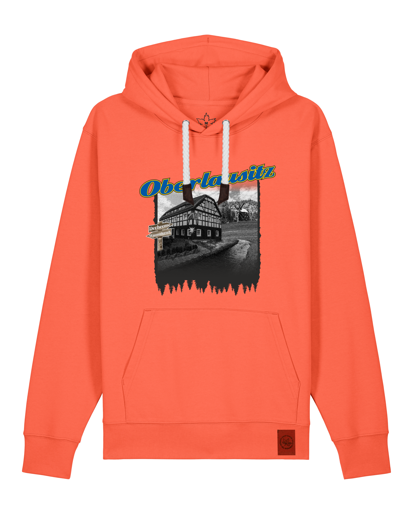 bio-unisex-medium fit-hoodie-oberlausitz-stsu177-mandarine-weiße kordel-front