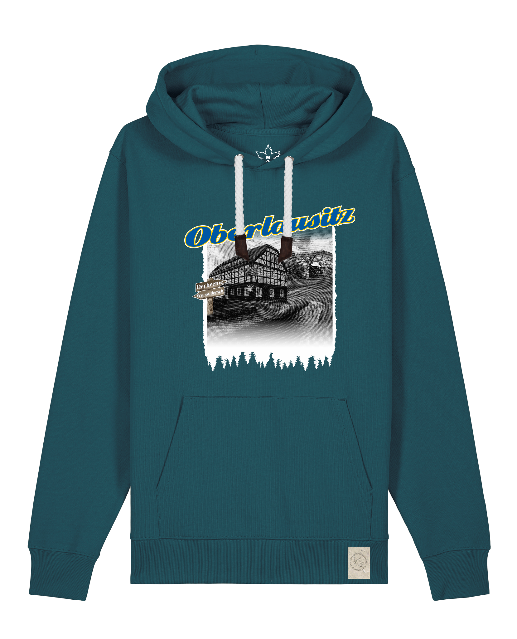 bio-unisex-medium fit-hoodie-oberlausitz-stsu177-nordmanntanne-weiße kordel-front