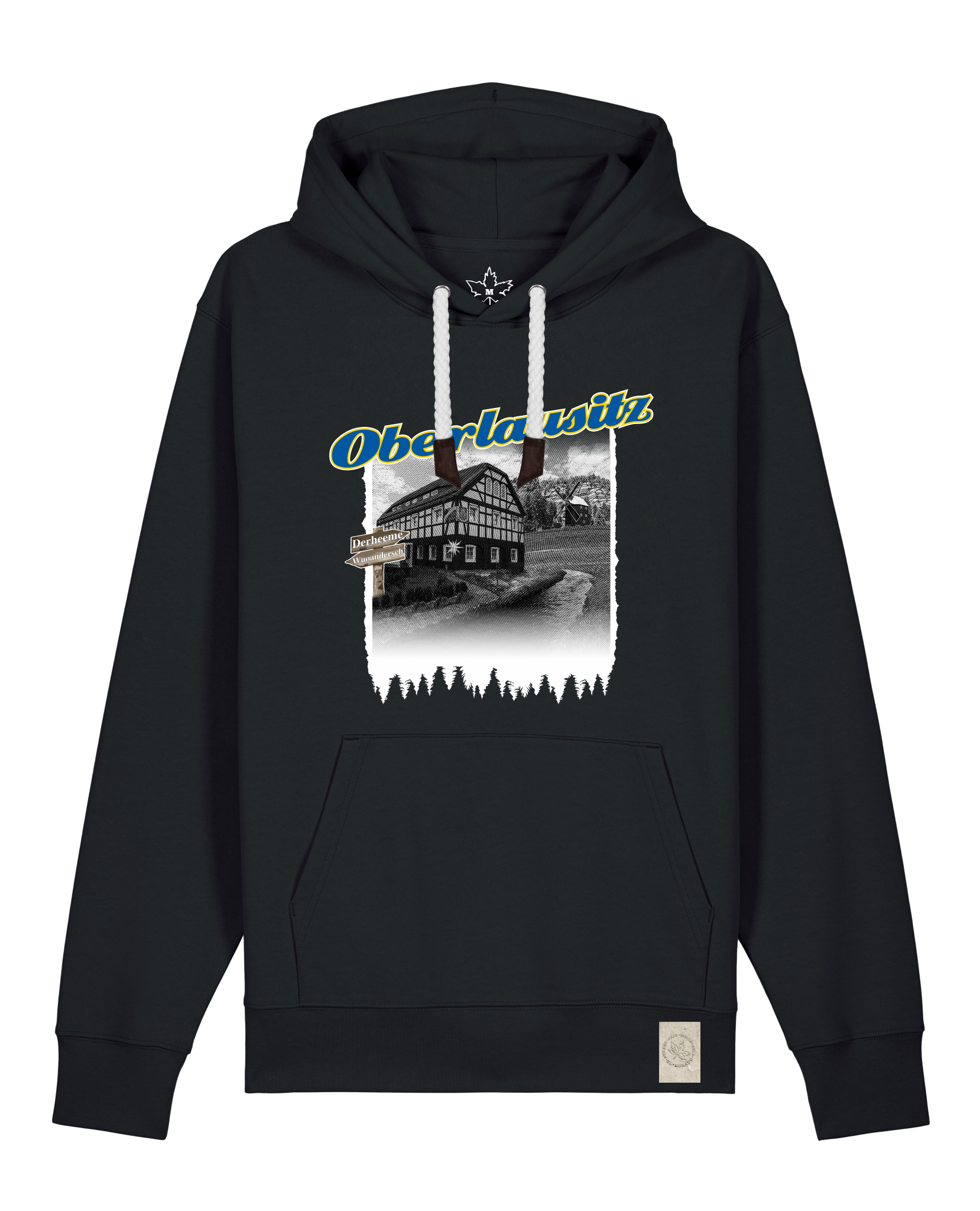 bio-unisex-medium fit-hoodie-oberlausitz-stsu177-schwarz-weiße kordel-front