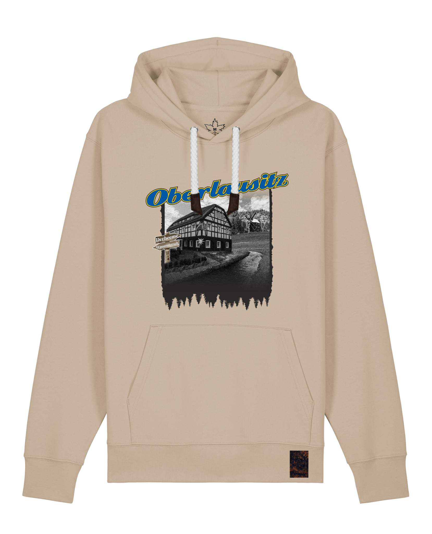 bio-unisex-medium fit-hoodie-oberlausitz-stsu177-treibsand-weiße kordel-front