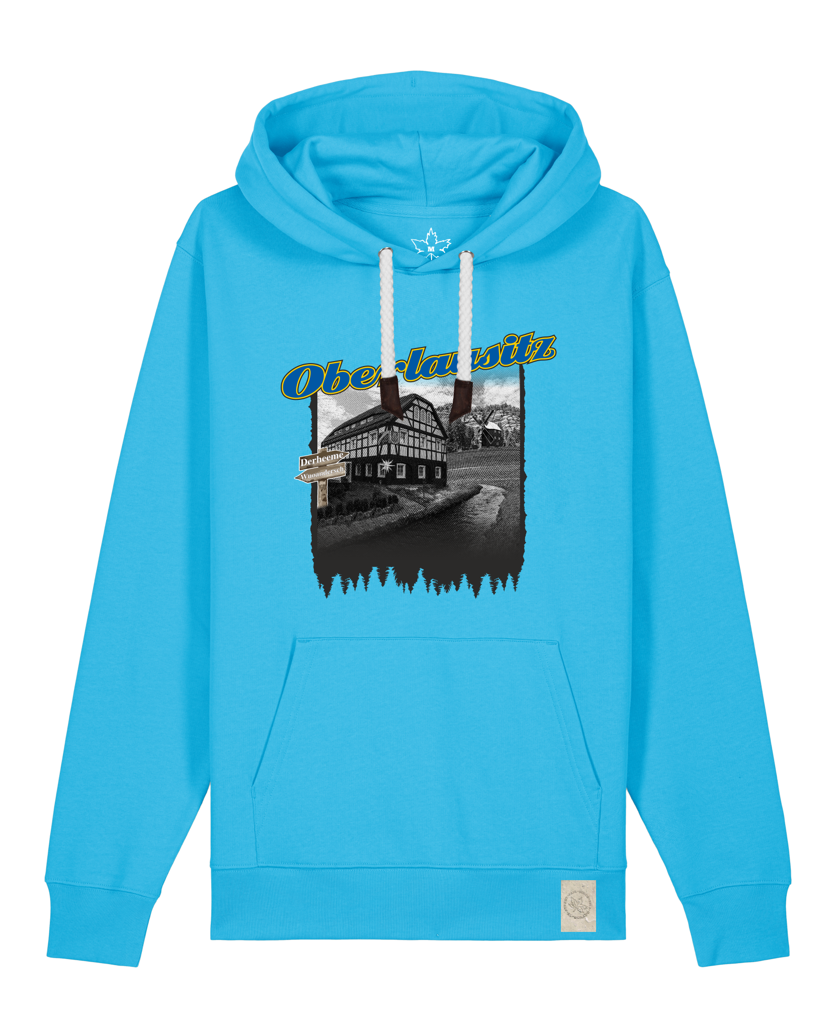 bio-unisex-medium fit-hoodie-oberlausitz-stsu177-wasserblau-weiße kordel-front