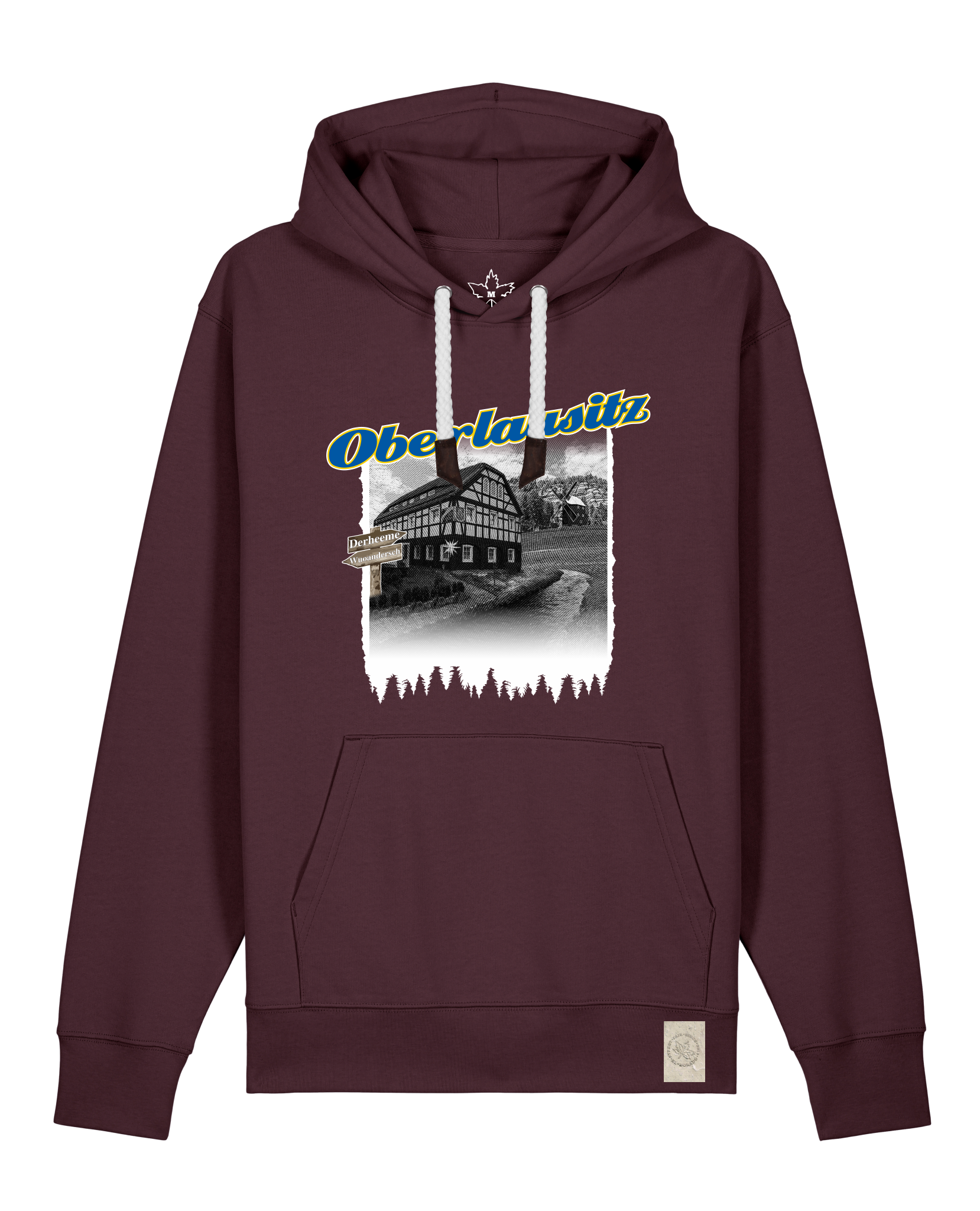 bio-unisex-medium fit-hoodie-oberlausitz-stsu177-zartbitter-weiße kordel-front