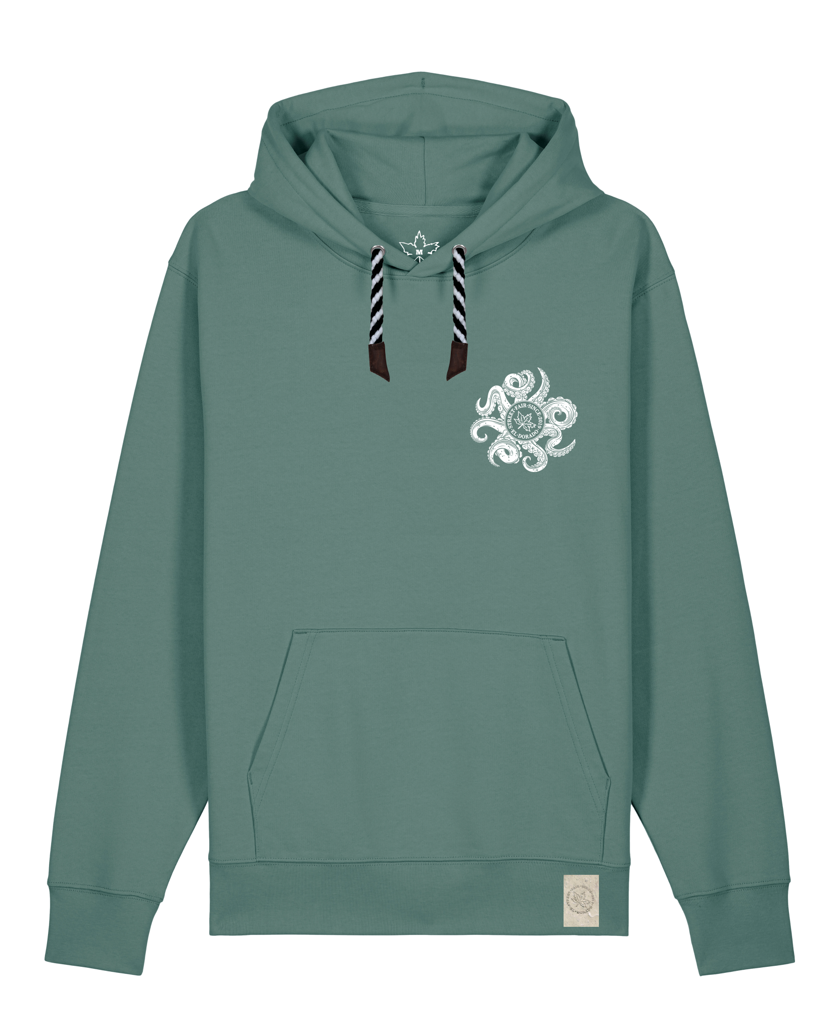 bio-unisex-medium fit-hoodie-octo (backprint)-stsu177-blautanne-sw kordel-front