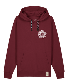 bio-unisex-medium fit-hoodie-octo (backprint)-stsu177-burgunder rot-sw kordel-front