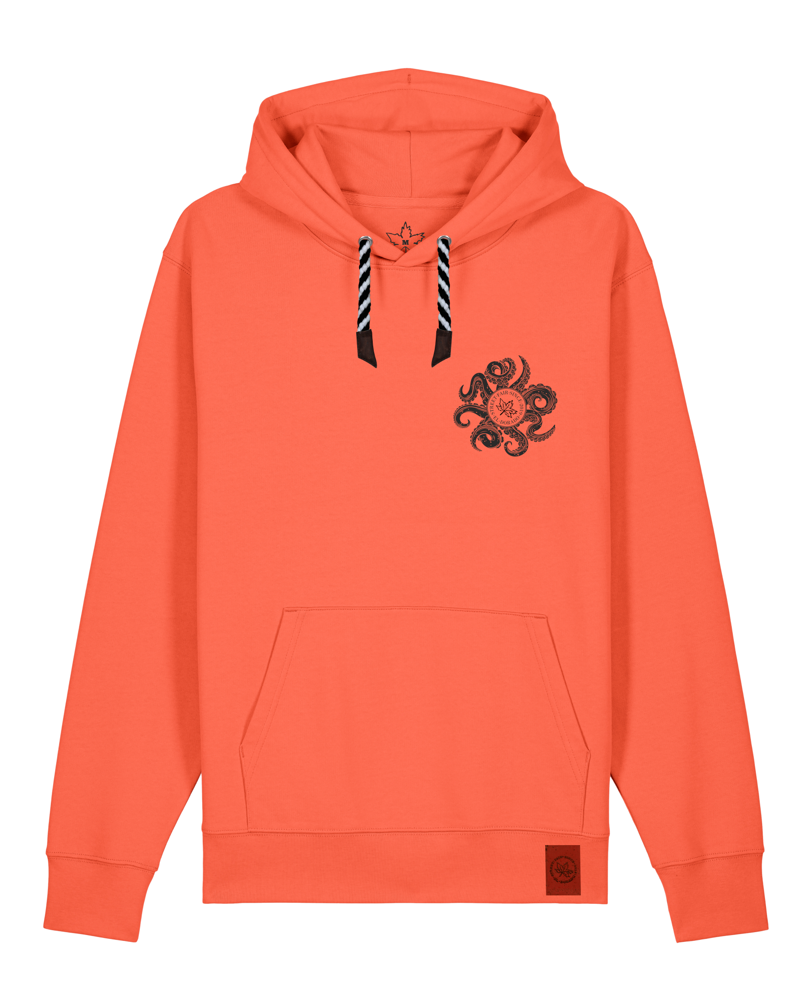 bio-unisex-medium fit-hoodie-octo (backprint)-stsu177-mandarine-sw kordel-front