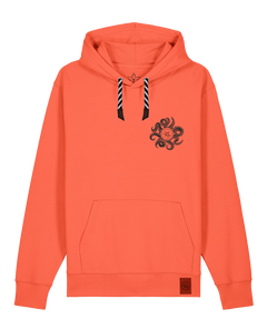 bio-unisex-medium fit-hoodie-octo (backprint)-stsu177-mandarine-sw kordel-front