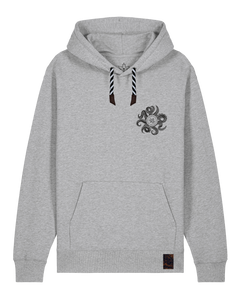 bio-unisex-medium fit-hoodie-octo (backprint)-stsu177-mausgrau-sw kordel-front