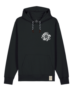 bio-unisex-medium fit-hoodie-octo (backprint)-stsu177-schwarz-sw kordel-front