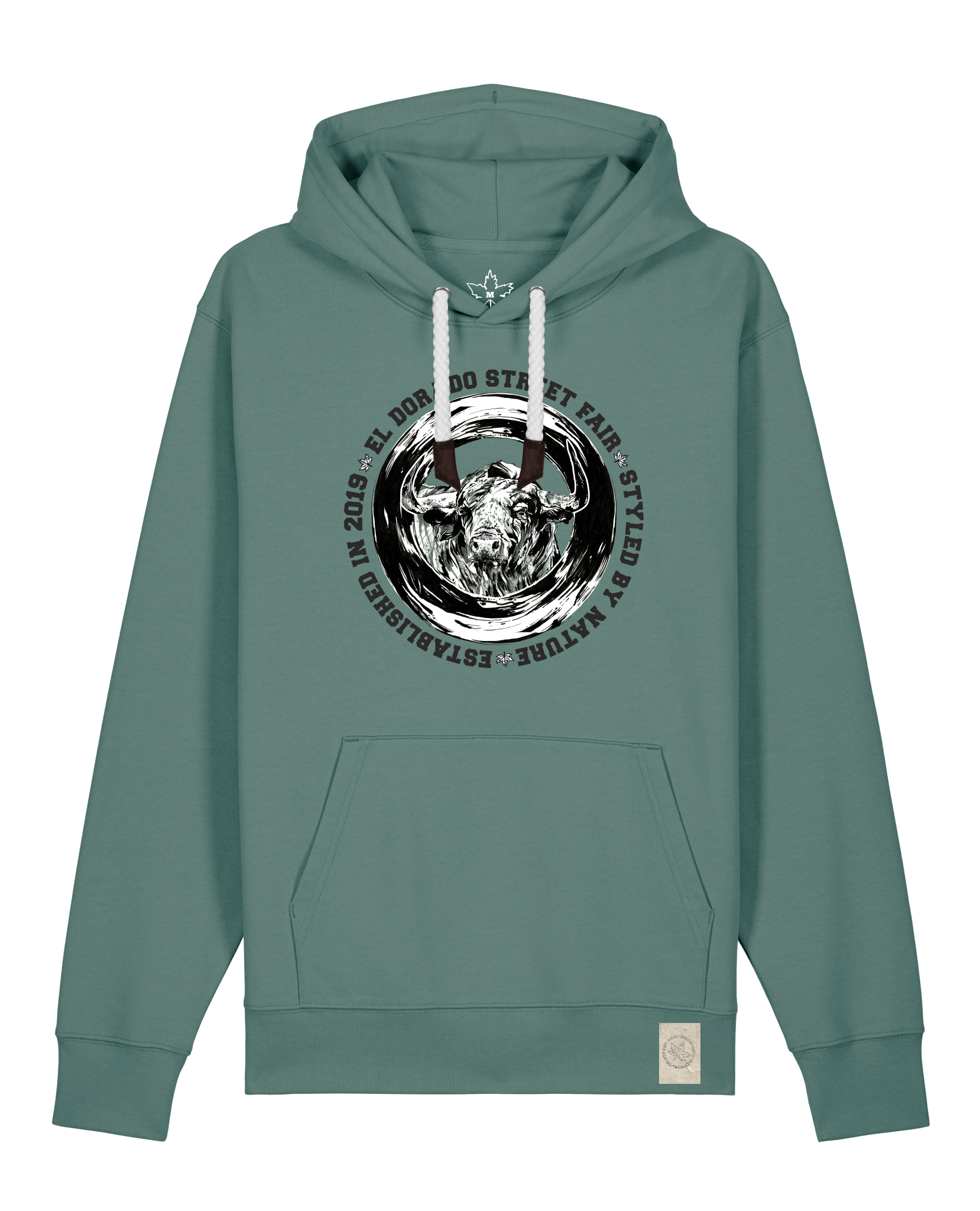 bio-unisex-medium fit-hoodie-oxpower-stsu177-blautanne-weiße kordel-front