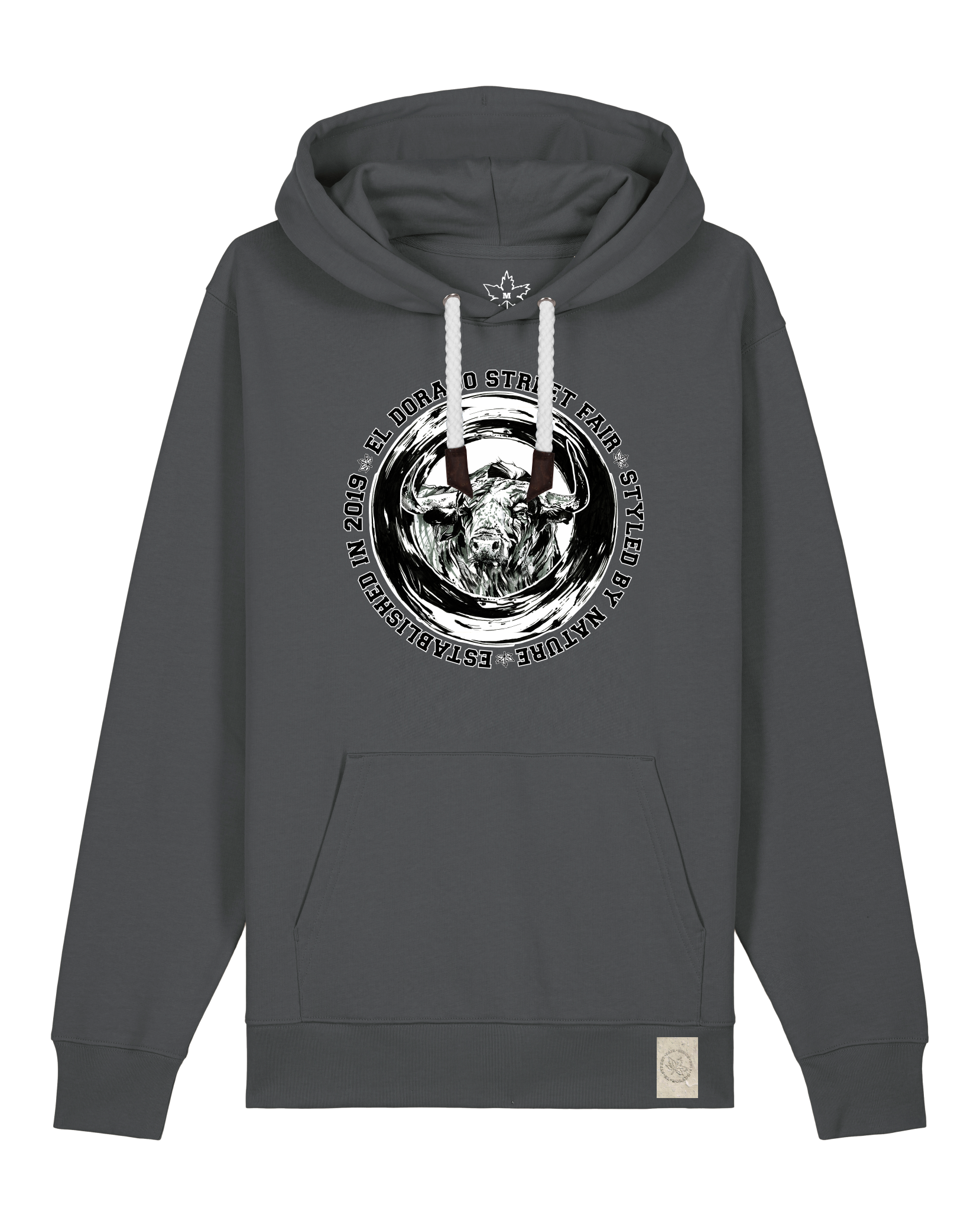 bio-unisex-medium fit-hoodie-oxpower-stsu177-eisen-weiße kordel-front