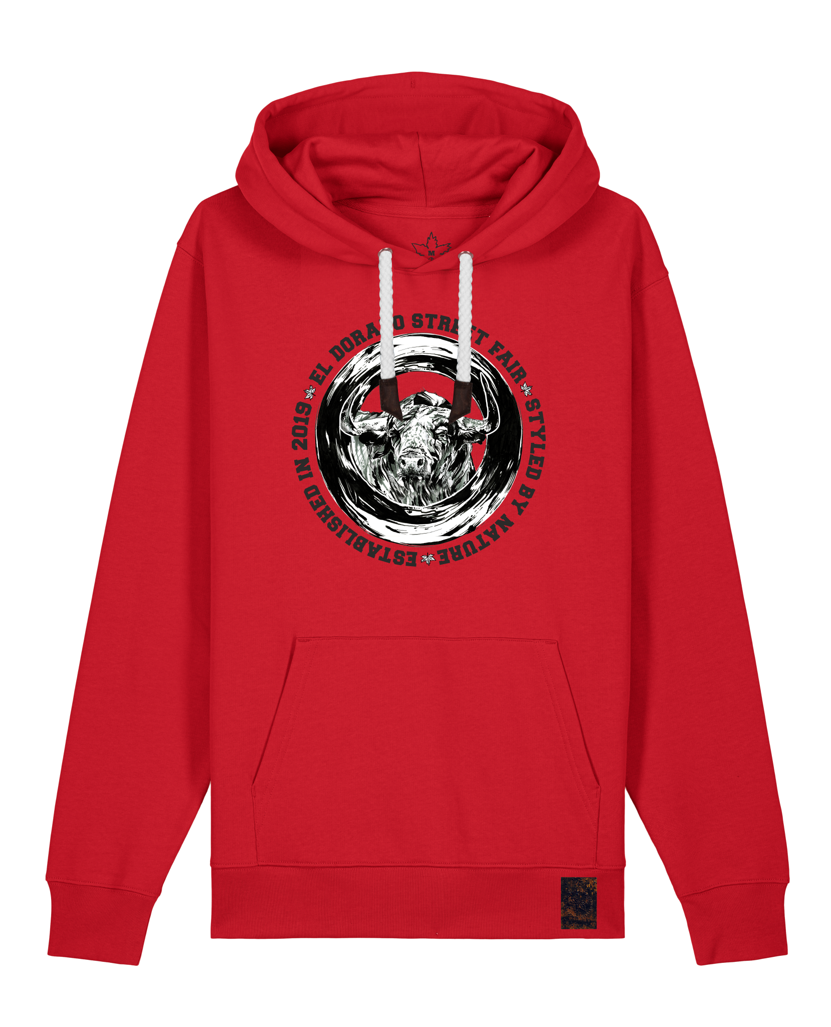 bio-unisex-medium fit-hoodie-oxpower-stsu177-erdbeere-weiße kordel-front