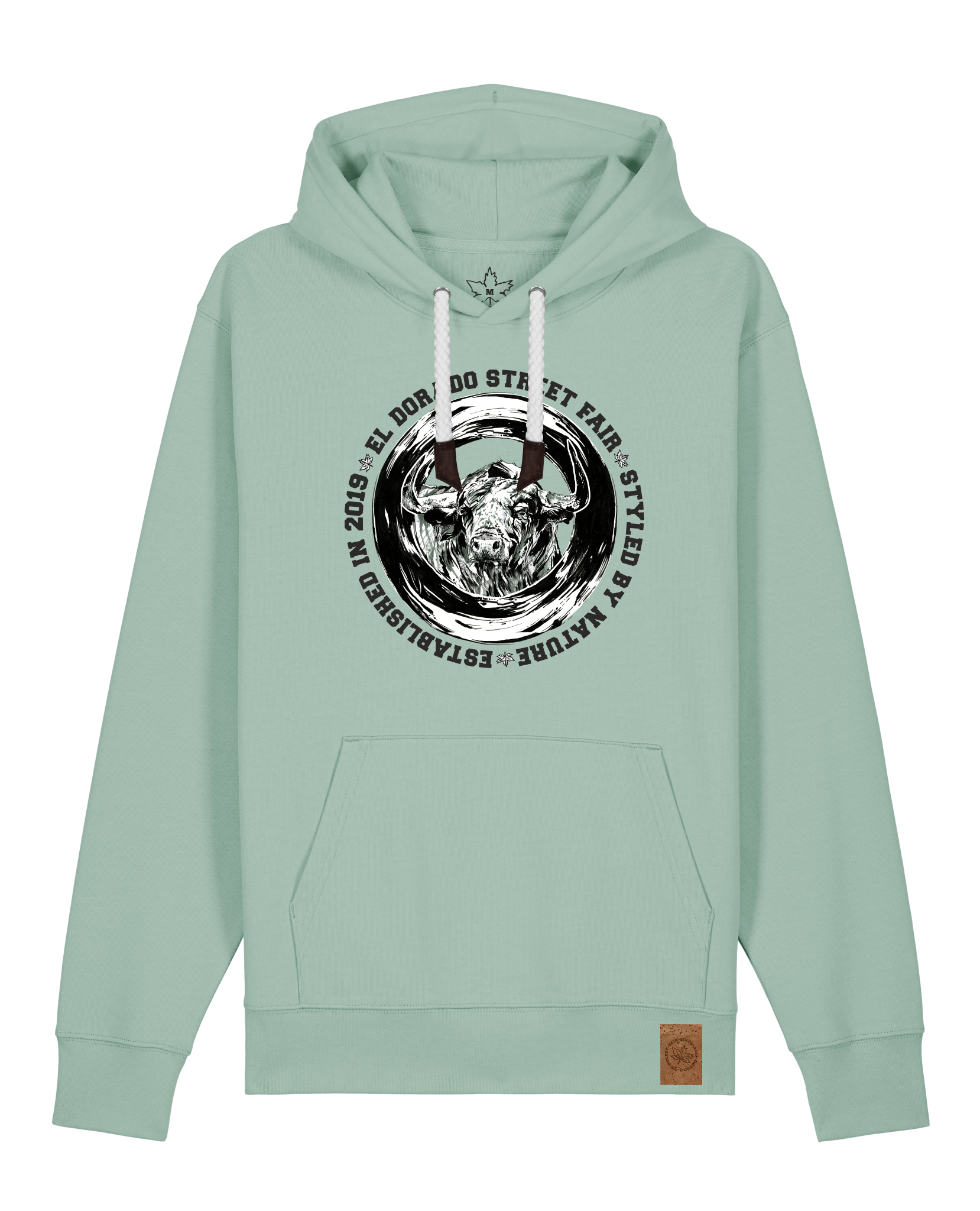 bio-unisex-medium fit-hoodie-oxpower-stsu177-eukalyptus-weiße kordel-front